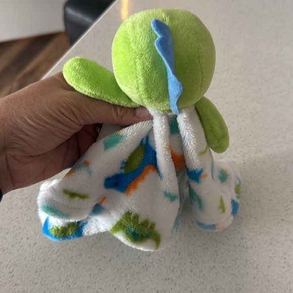 Le Bebe Favorite Dinosaur Lovey Security Blanket Dino Green White Orange Baby - Picture 3 of 6